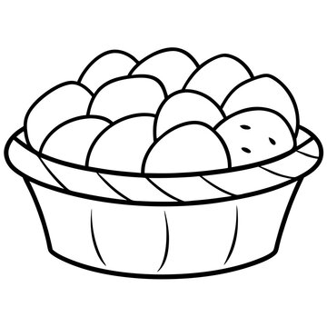 recommend clip art: coloring page for kids bold line art basket vector art 