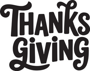 Thanks giving black typography vector illustration