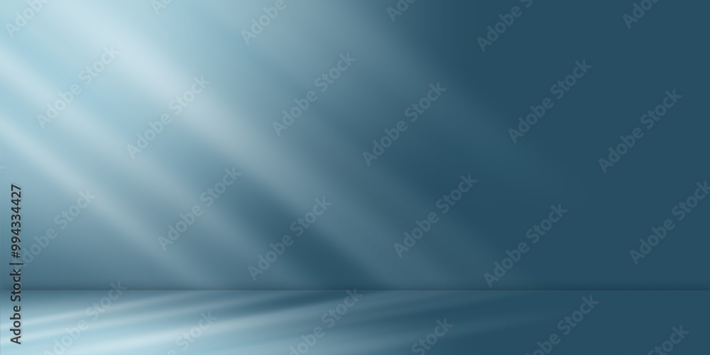 Poster minimal simple abstract light blue background for product presentation. shadow and light from window
