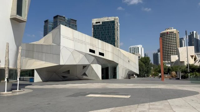 TEL AVIV, ISRAEL &ndash; September 25, 2024: The Museum of Contemporary Art&rsquo;s Herta and Paul Amir Building, showcasing innovative design in an origami style.