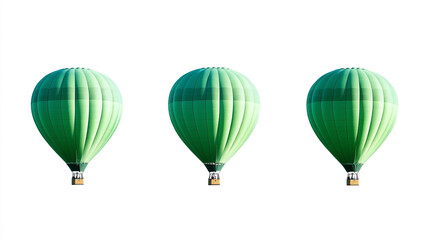 Fototapeta premium Three green hot air balloons soaring against a clear sky on a bright sunny day