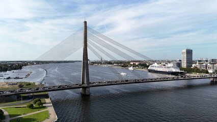 Obraz premium Landscape Riga City Centre Latvia Skyline Drone aerial view