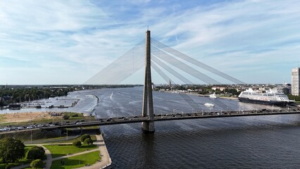 Obraz premium Landscape Riga City Centre Latvia Skyline Drone aerial view