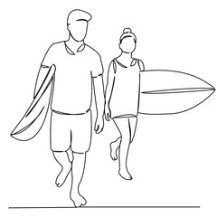 One continuous single drawing line art doodle surf, active, sea, surfing, surfer. Isolated flat illustration hand draw contour on a white background
