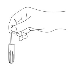 One continuous single drawing line art doodle tampon, menstruation, period, hygiene, menses, cotton, women. Isolated flat illustration hand draw contour on a white background
