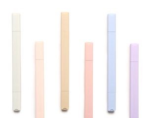 Colorful felt tip pens on white background