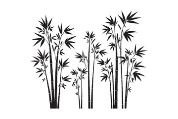 Bamboo  silhouette vector illustration, Elegant Bamboo Silhouettes vector.