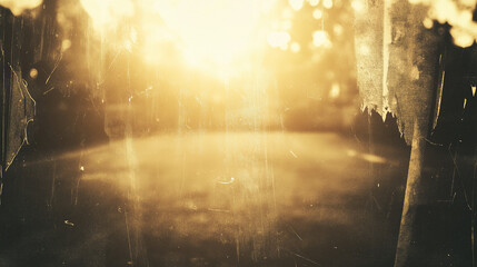 Faded sepia tones with soft light leaks and scratched textures in the foreground, Screen filter