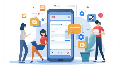 A group of people are looking at a cell phone with a green background