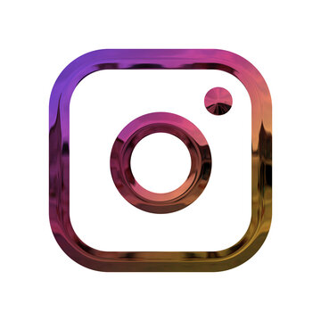 3D Chrome Effect Stylish Unique Instagram Logo | Transparent Background