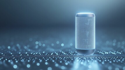 Voice Sentiment Tracking, a device analyzing voice for sentiment, set against a communication technology background 3D illustration