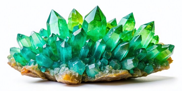 Mesolite Crystal Cluster with Unique Formation and Texture, Natural Mineral Specimen on White Background