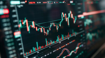 Obraz premium A detailed chart showing cryptocurrency market movements with candlestick patterns. Ideal for content related to trading, finance, and cryptocurrency market analysis.