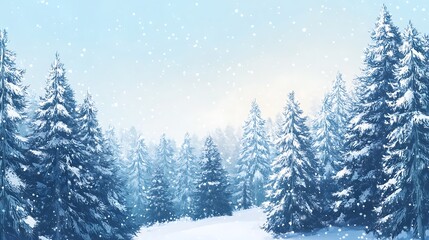 Naklejka premium Serene Snow-Covered Forest Landscape in Winter