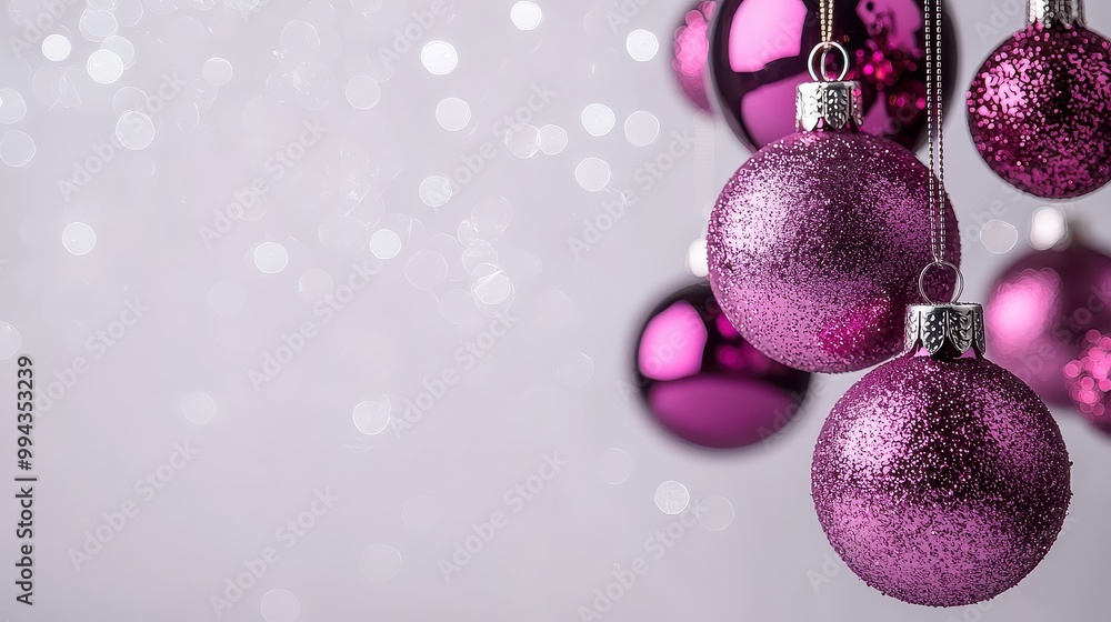 Aufkleber a bunch of pink ornaments hanging from a string. the image has a festive and joyful mood