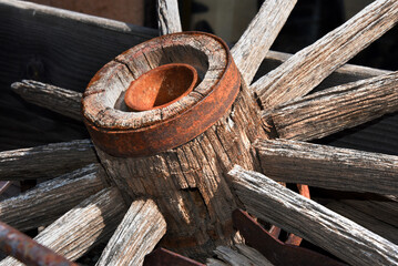 Antique Wooden Wagon Wheel
