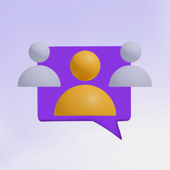 3D rendering of communication between multiple users. The speech bubble. Online conference. Vector EPS 10.