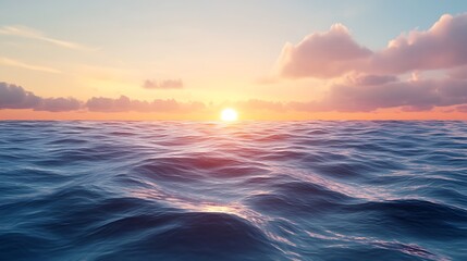 Fototapeta premium Serene Sunset Over a Calm Ocean Horizon