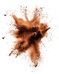 PNG A flying brown powder splash background isolated dessert.