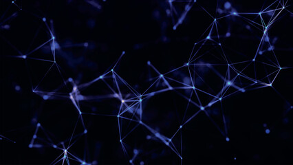 Abstract background with connecting dots and lines. Network connection structure. Plexus effect. 3d Vector illustration.