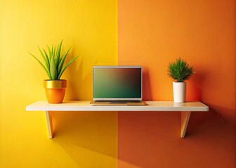 Fototapeta premium Modern Shelf Computer Background with Minimalist Design and Elegant Color Palette for Digital Use