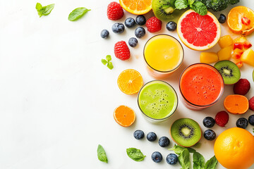 Healthy smoothie with fresh fruits and vegetables ready to blend
