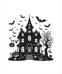 Halloween House Vector . Halloween Spooky House.