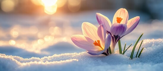 Spring Flowers in the Snow