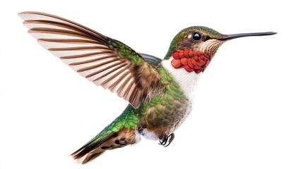 Fototapeta premium A vibrant hummingbird hovering in mid-air with outstretched wings and colorful plumage