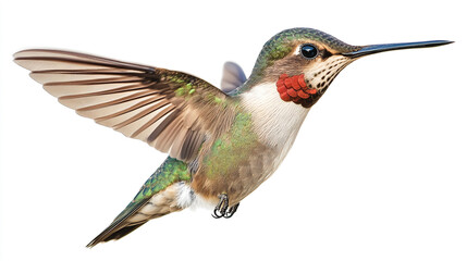 Fototapeta premium Hummingbird hovering delicately while feeding on nectar in a vibrant garden during daytime