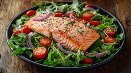 The Salmon on Fresh Salad