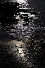 moonlight sunlight shimmering reflection on the beach