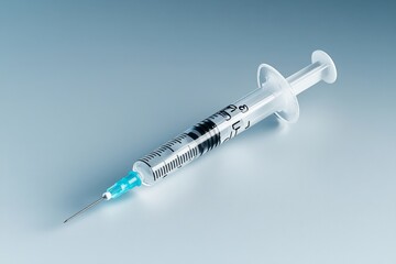 A clean syringe on a plain background, highlighting the importance of vaccines and injections in modern medicine
