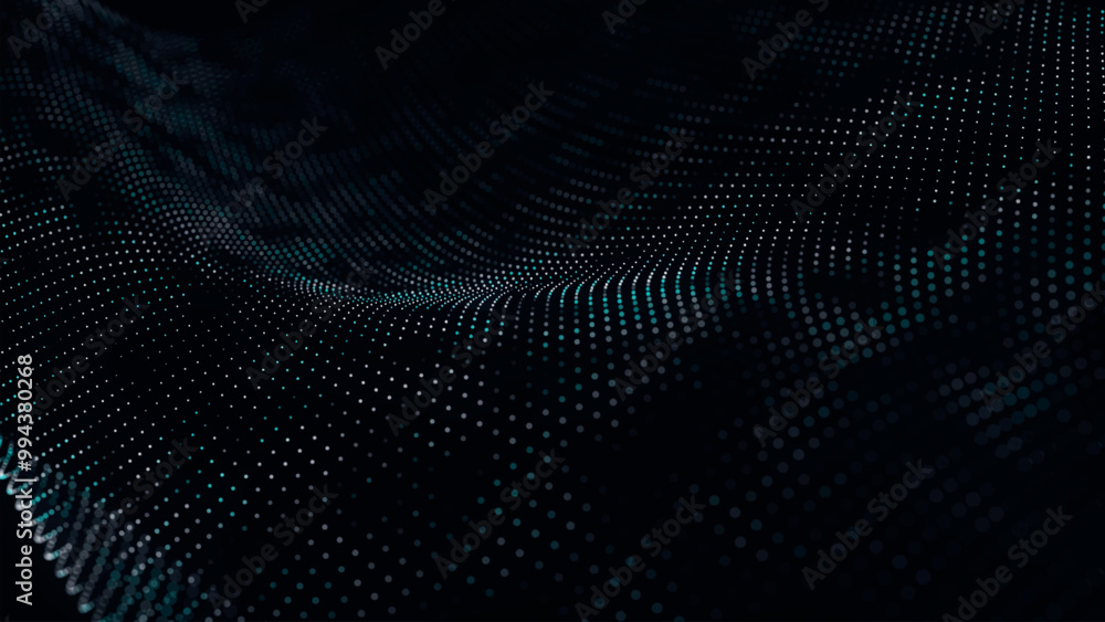 Poster futuristic point wave of particles. visualization of sound waves. technology or science banner. abst