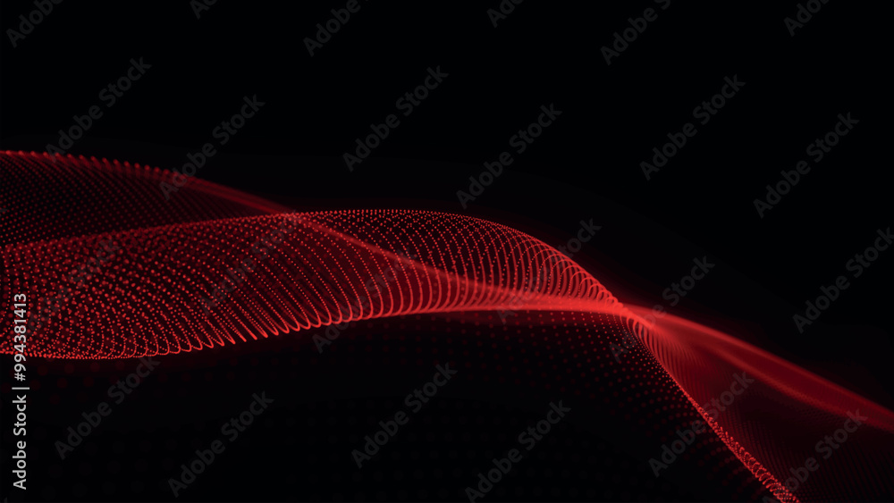 Poster futuristic point wave of particles. visualization of sound waves. technology or science banner. abst