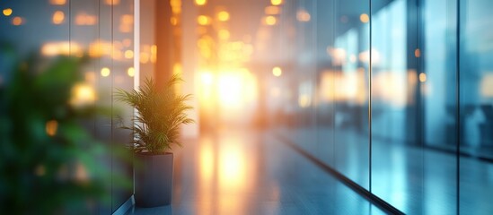 Fototapeta premium Glass Corridor with Sunlight