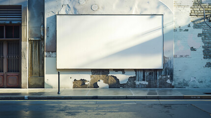 Obraz premium A blank billboard on the side of a building on a city street