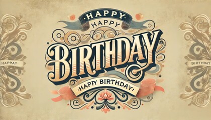 Happy birthday style vintage. Vector illustration.