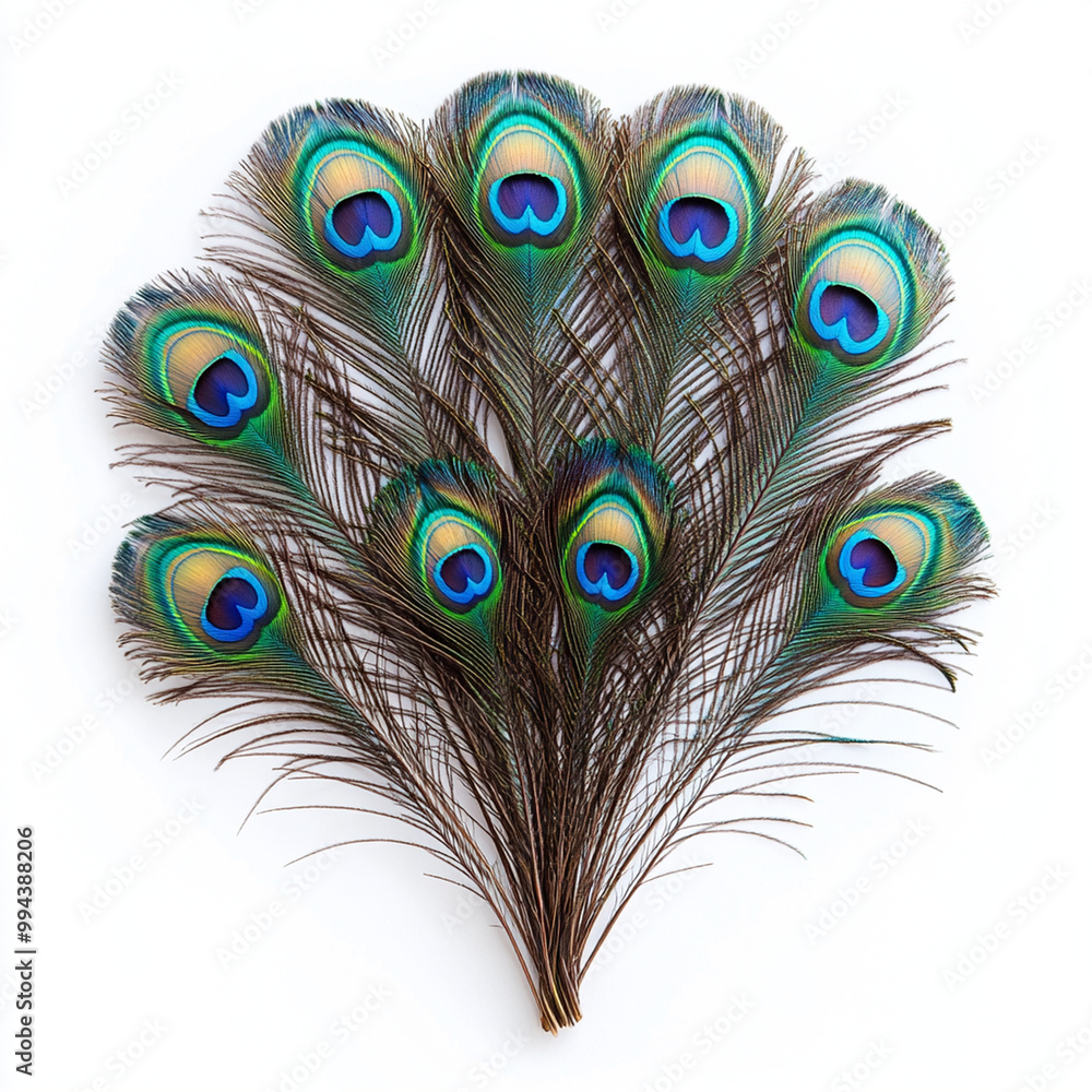 Aufkleber vibrant and beautiful opened peacock feathers display stunning array of multicolor patterns, showcas