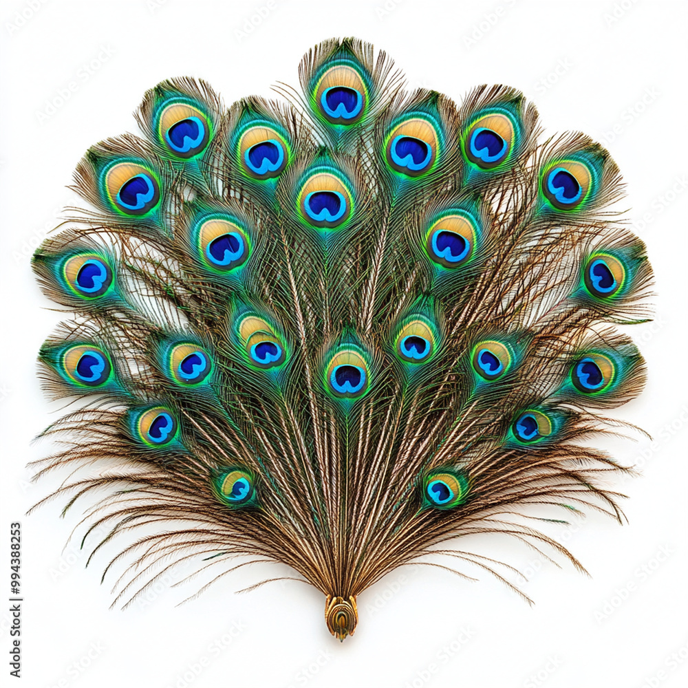 Poster a vibrant and beautiful display of opened peacock feathers showcases multicolor patterns and intrica