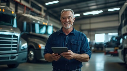 The Smiling Businessman with Tablet