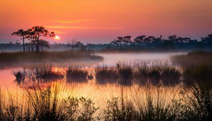 Wetlands of the Everglades at Sunrise