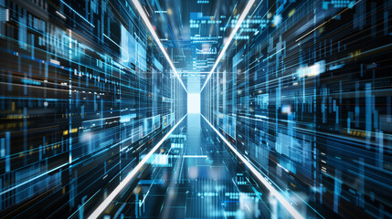 Futuristic Digital Corridor, Abstract technology blue backrgound