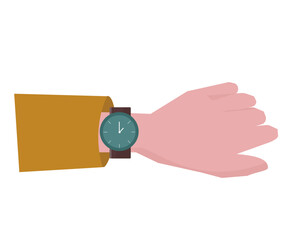 腕時計を確認する人物。ベクターイラスト