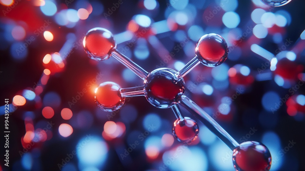 Wall mural abstract 3d render of an atom molecule - science background