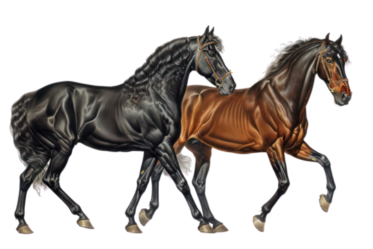 PNG  Couple black horse horses illustration animal.