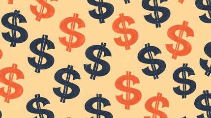 Obraz premium Retro Dollar Sign Pattern