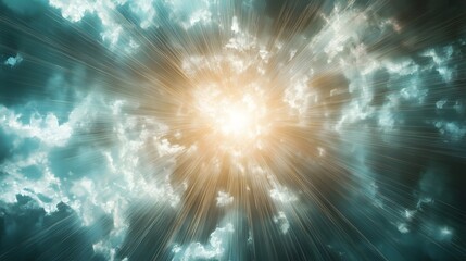 Fototapeta premium Heavenly Light Rays Through Clouds.