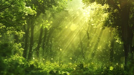 Fototapeta premium Enchanted Morning Light Through Forest Canopy