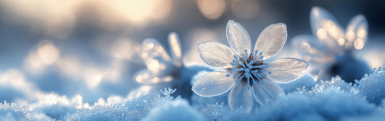 A close up of a flower with snow on it, Ice Frozen Flowers.